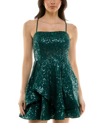 KATIA RAE Juniors Sequined Square-Neck Hunter XXS