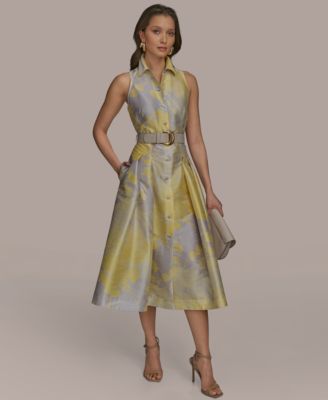 Donna Karan New York Womens Printed Fit Flare Sh Limoncello Multi 12