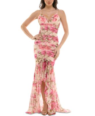 KATIA RAE Juniors Printed Ruched High-L Blush Multi XXS