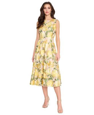 Tahari ASL Womens Floral-Embroidered A-L Nude Butter 6