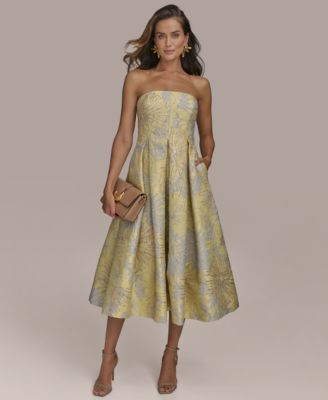 Donna Karan New York Womens Strapless Jacquard Dre Pannacotta Multi 6