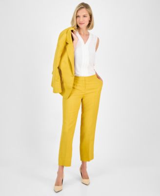 Kasper Womens Mid-Rise Straight-Leg Butterscotch 14