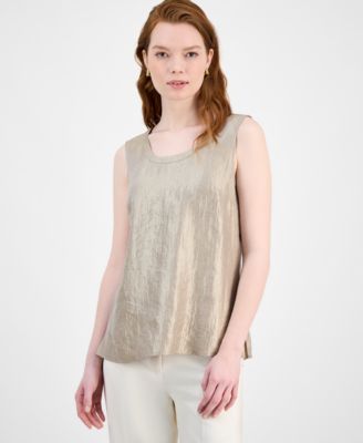 Kasper Womens Shimmer Twill Scoop-Ne Hazelwood Multi XL