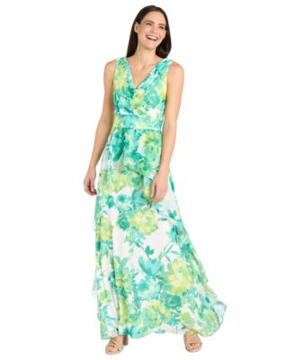 R M Richards Petite Printed Ruffle-Trim-Ove Jade Multi 8P