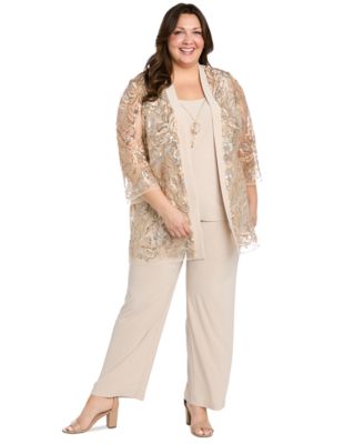 R M Richards Plus Size 3-Pc. Embellished Ja Gold 20W