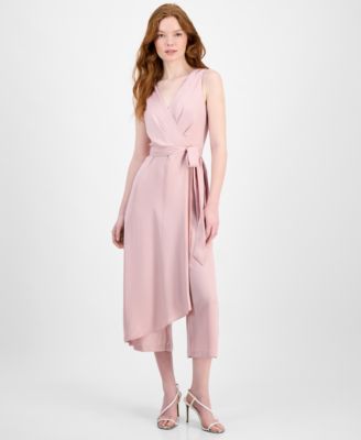 Connected Womens Draped Sleeveless Surp Dusty Rose 6