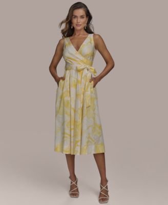Donna Karan New York Womens Floral-Print Cotton A- Cream Lemoncello 4