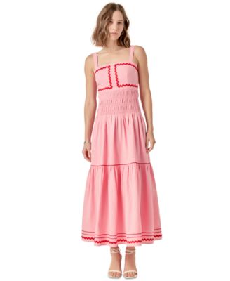 English Factory Womens Ric Rac Square-Neck Ma Pinkred M
