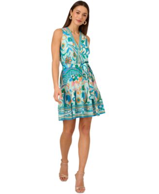 Adrianna Womens Printed Sleeveless A-L Mint Multi 12