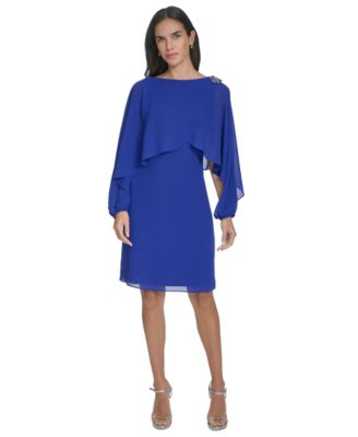 Jessica Howard Womens Long Sleeve Cape-Overl Cobalt 12