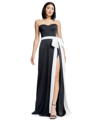 Dress the Population Womens Athene Strapless Bow-T BlackWhite XL