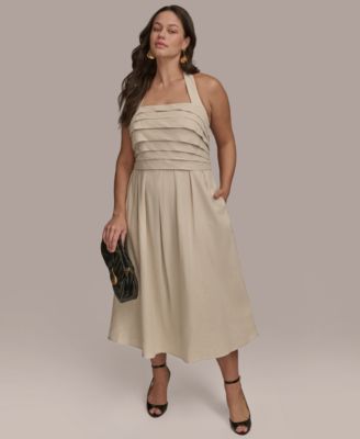 Donna Karan New York Plus Size Pleated-Bodice Halte Natural 18W