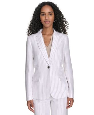 Calvin Klein Womens Pinstriped One-Button 198383609290 12 RT $169.0 - Picture 1 of 1
