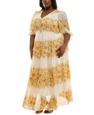 Taylor Plus Size Floral-Print Chiffon Ivory Honeybee 20W