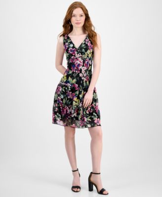 Connected Womens Floral Chiffon Tiered Berry 6