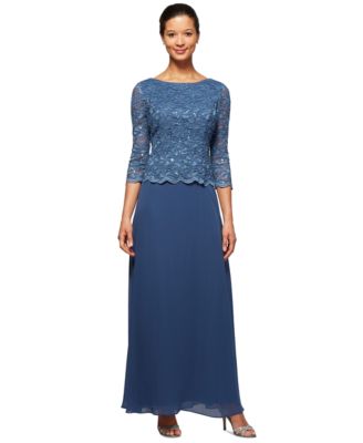 Alex Evenings Womens Lace-Bodice Gown Fresh Mint 8