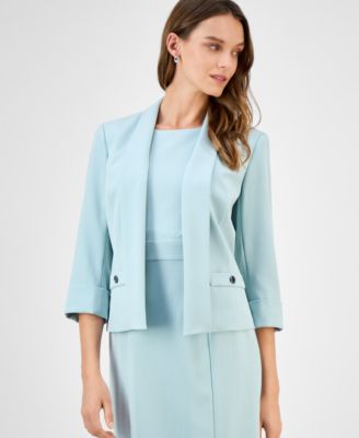 Kasper Womens 34-Sleeve Shawl-Colla Tearose 16