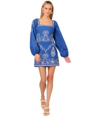 Adrianna Womens Cotton Embroidered She Bluewhite 6