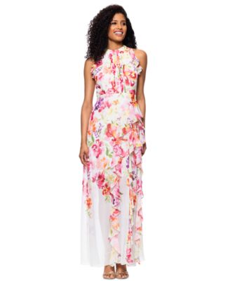 Betsy Adam Womens Floral Print Ruffled S Pink Multi 6