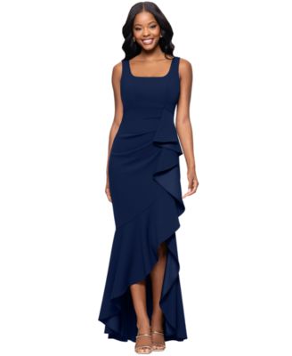 Betsy Adam Womens Square-Neck Cascading- Navy 12