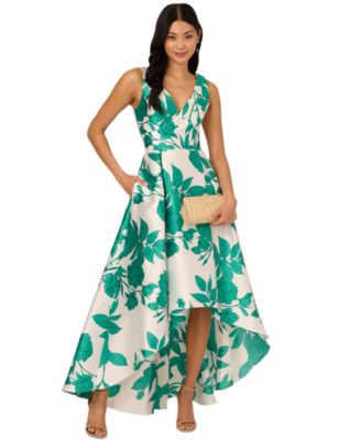 Adrianna Papell Womens High-Low Floral-Print IvoryGreen 12