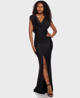 Alex Sophia Juniors Cowlneck Ruched Maxi Black 12