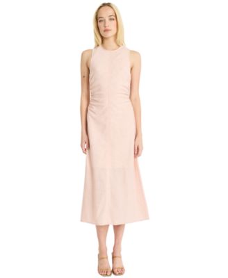 Luxely Womens Ruched Round-Neck Slee Blush 8