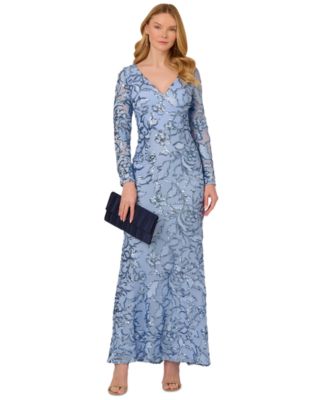 Adrianna Papell Womens Sequin Embellished Lon Electric Ice 12