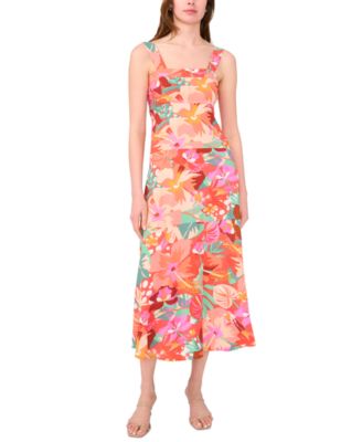 MSK Petite Floral-Print Maxi Dress Orange Multi PS