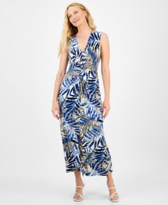Connected Womens Printed Twist-Front Ma Med Beige 10