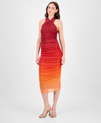RACHEL Rachel Roy Womens Harland Halter Midi Dr Open Orange M