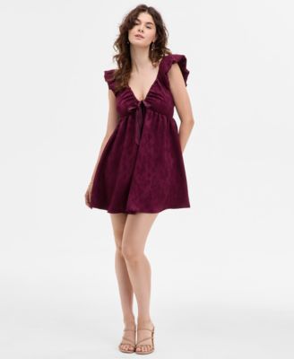 ROW A Juniors Jacquard Ruffled Baby Wine M