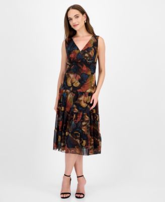 Connected Womens Sleeveless Tiered Midi Spice 14