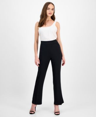 Kasper Womens High-Rise Pull-On Flar Black L