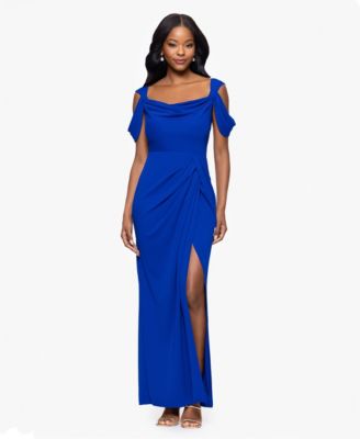 Betsy Adam Womens Cold-Shoulder Cowlneck Royal 16