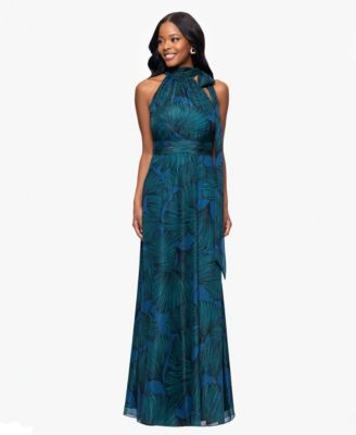 Betsy Adam Womens Sleeveless Scarf-Neck Teal Multi 6