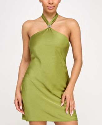 SENI CADE Womens Tie-Back Satin A-Line Moss XXS