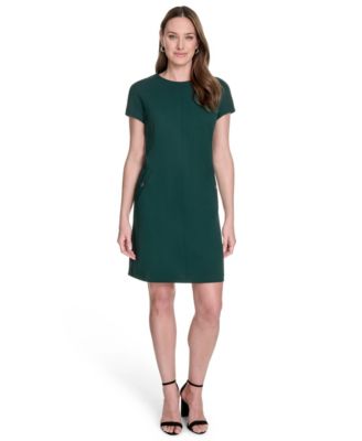 Tommy Hilfiger Womens Button-Trim Shift Dres Aubergine 14