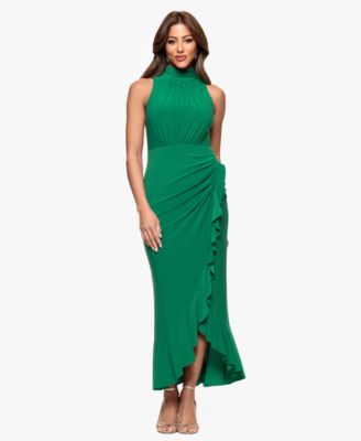 XSCAPE Womens High-Neck Ruffled-Fron Green 8