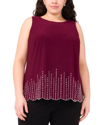 MSK Plus Size Round-Neck Sleeveles Mulberry 3X