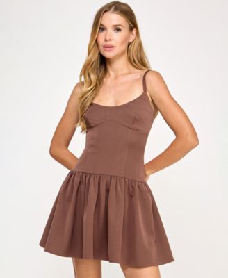 SENI CADE Womens Drop-Waist Sleeveless Brown L