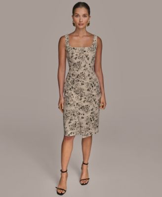 Donna Karan New York Womens Sleeveless Jacquard Sh Black Cream 2