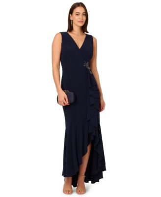 Adrianna Papell Womens Sleeveless Knit Mermai Midnight 16