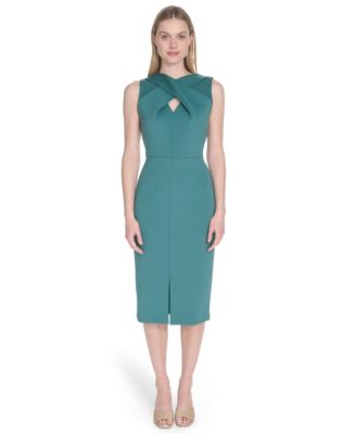 Calvin Klein Womens Wrap V-Neck Scuba Shea Sequoia 4