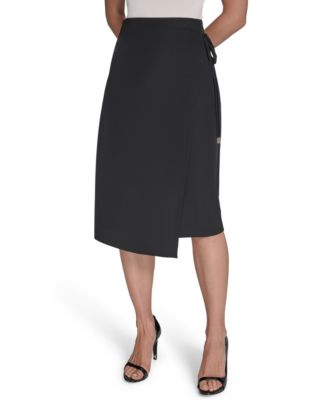 Halston Womens Soft Suiting Faux-Wrap Black 6
