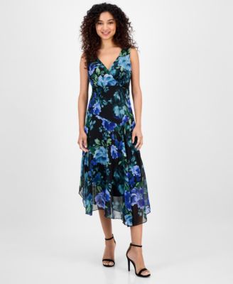 Connected Womens Handkerchief-Hem Flora Sapphire 10