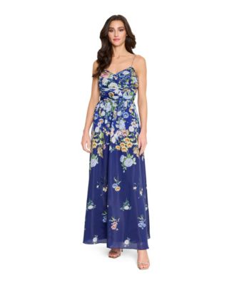 Tahari ASL Womens Printed Sleeveless Bal Navy Floral 12
