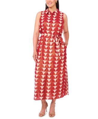 MSK Plus Size Collared Sleeveless Rio Red 2X