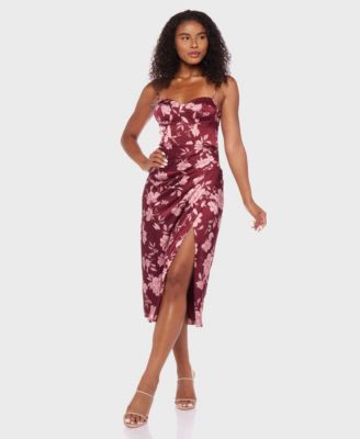B Darlin Juniors Satin Sweetheart Midi Maroon 12