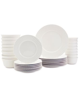 Haven Round Embossed 32-Pc. Dinnerwa White